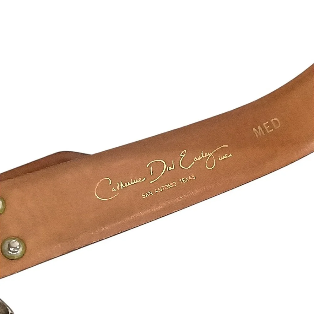 Catherine Delaunay Leather Belt Brown Lizard Embossed USA Medium‎ Vintage 90s